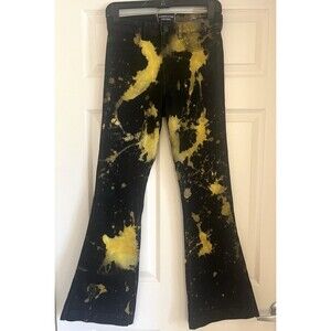 NUMBERS OF 999 GOD SENT Custom Paint Splash Flare Jeans Sz 6 Black Avant-Garde